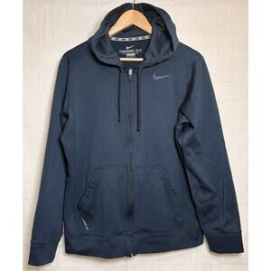 Nike Therma-Fit Hoodie Mens Medium Navy Blue Full Zip Athletic Sweatshirt Jacket